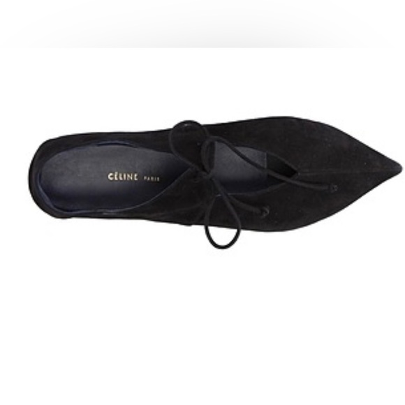 Celine Black Suede Babouche Pointed Toe Ballet Flats - Picture 13 of 13